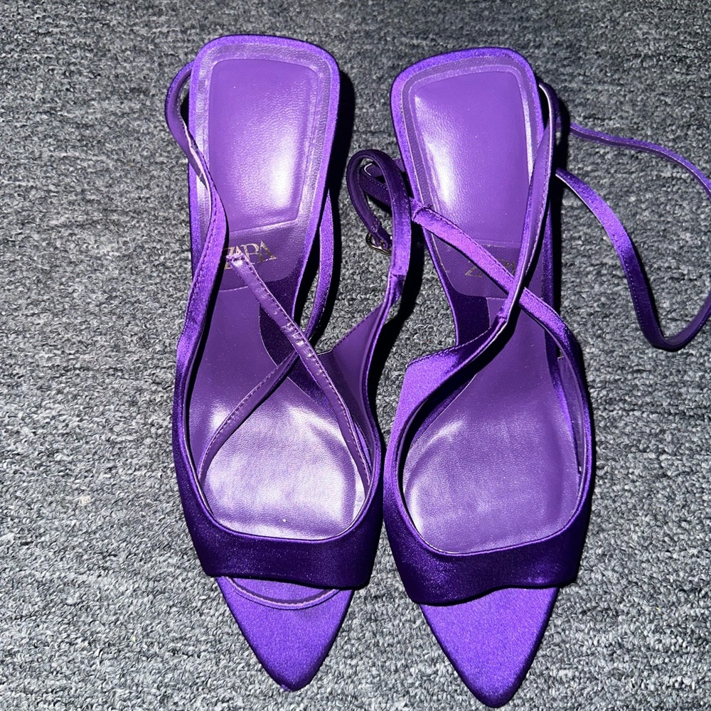 Purple peep toe sandals
